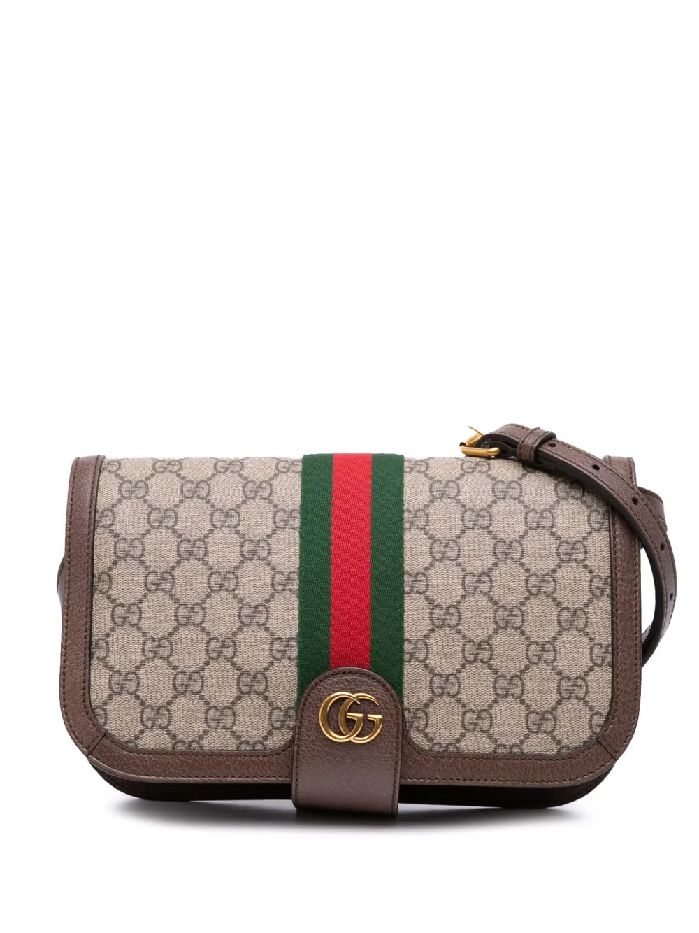 Gucci Pre-Owned 2016-2025 GG Supreme Web Ophidia Flap crossbody bag | Brown | Image 1