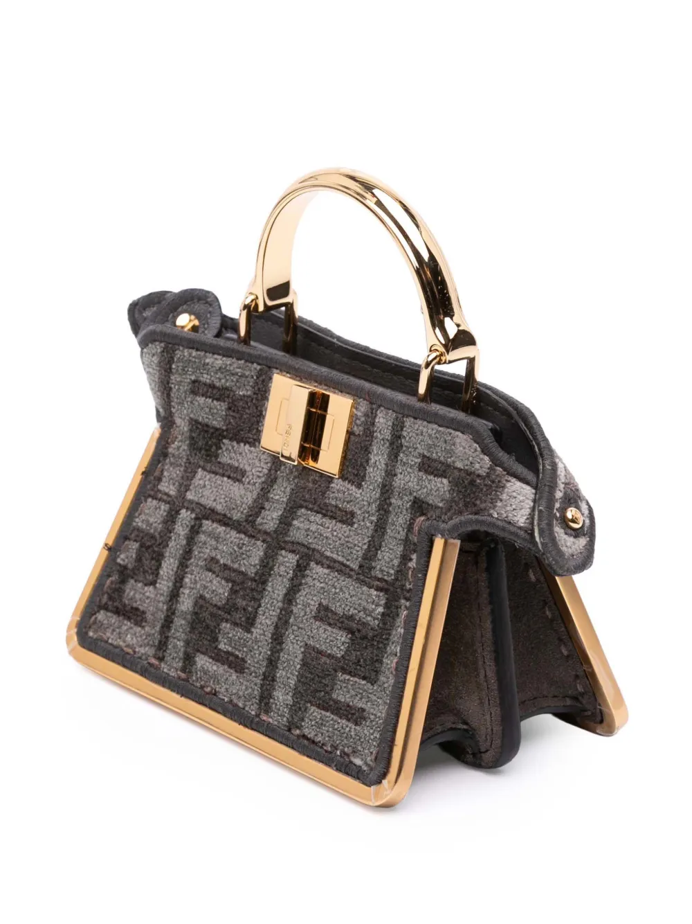 Pre-owned Fendi 2000-2025 Nano Zucca Cashmere Peekaboo Iseeu Maxi Handle Bag Satchel In Gray
