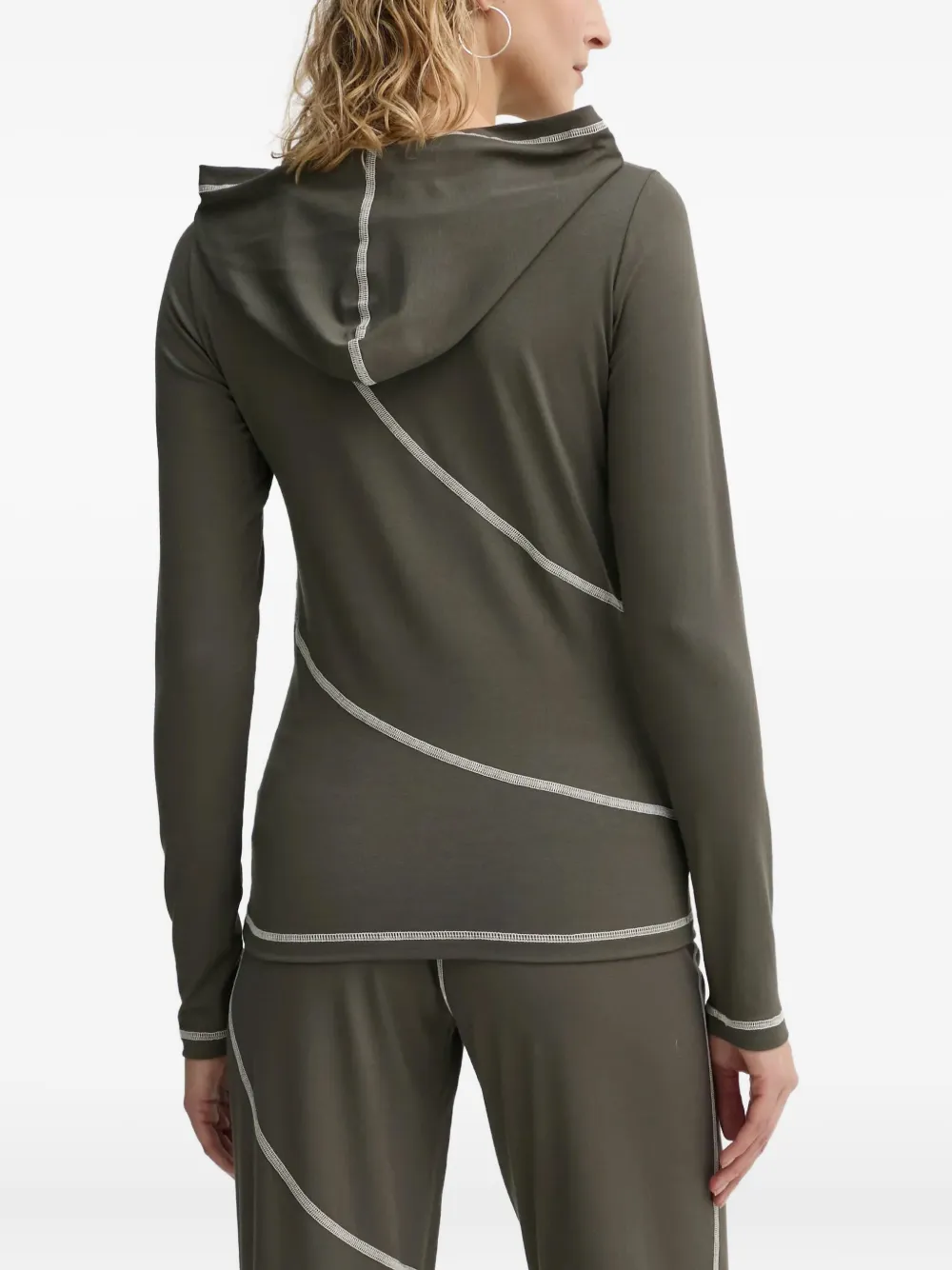 Resume Contrast-stitching Hooded T-shirt In Brown
