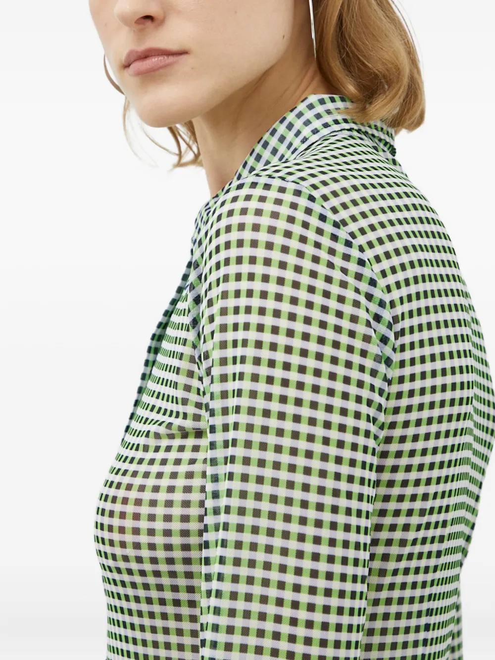 Resume Checked Buttoned Top In Green