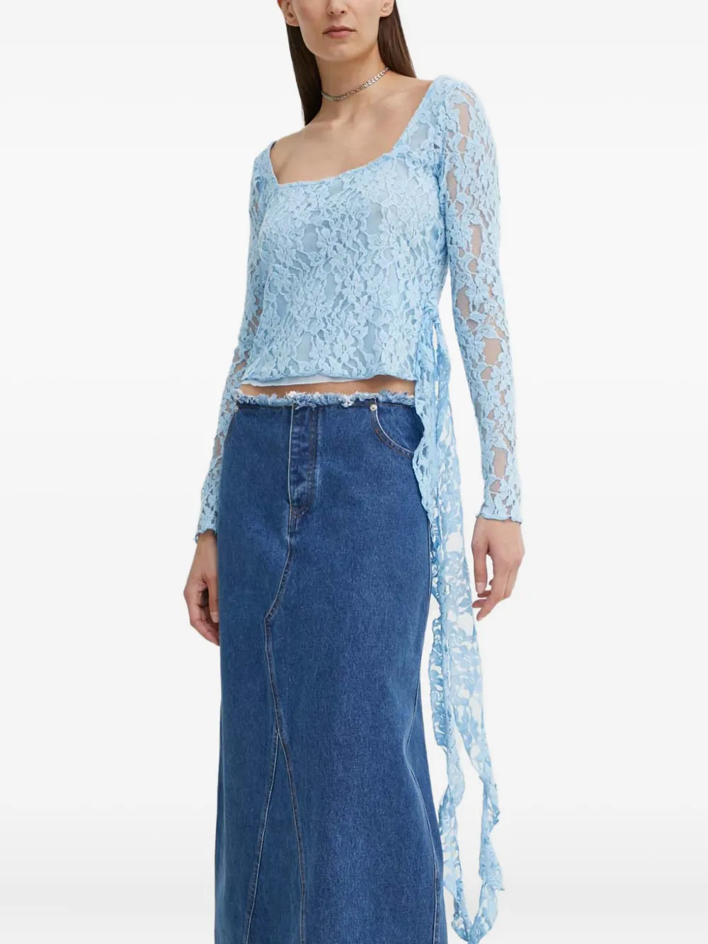 Résumé lace tie top | Blue | Image 1