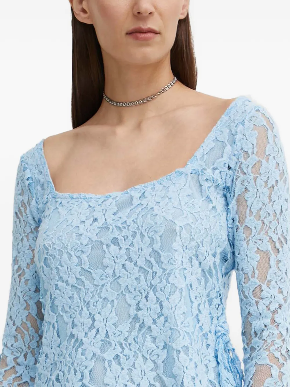 Resume Lace Tie Top In Blue
