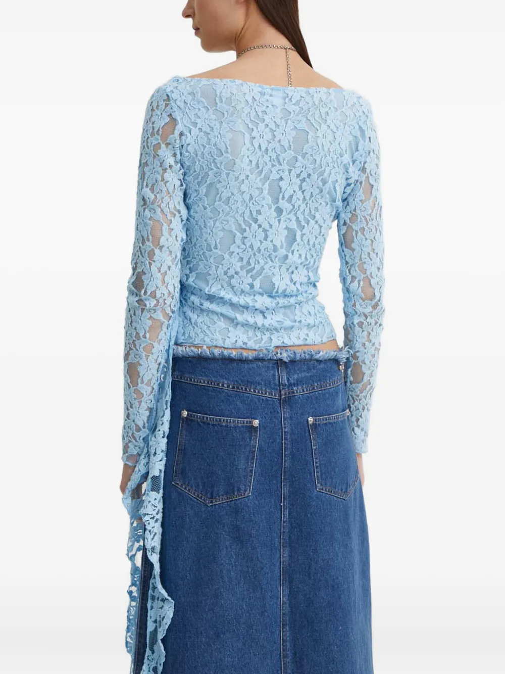 Resume Lace Tie Top In Blue