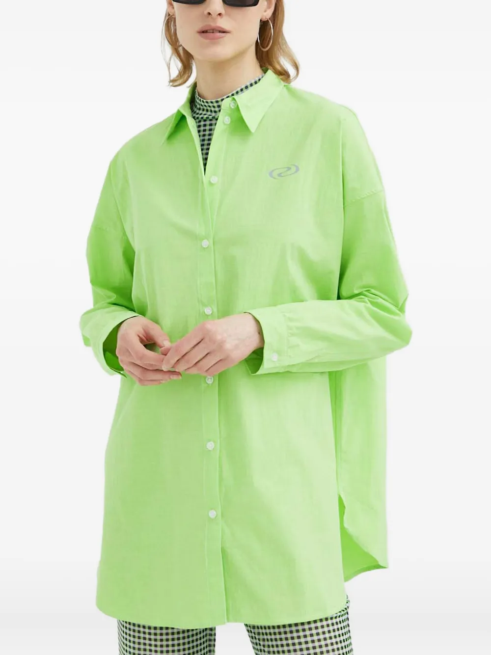 Résumé Buttoned long-sleeved top | Green | Image 1