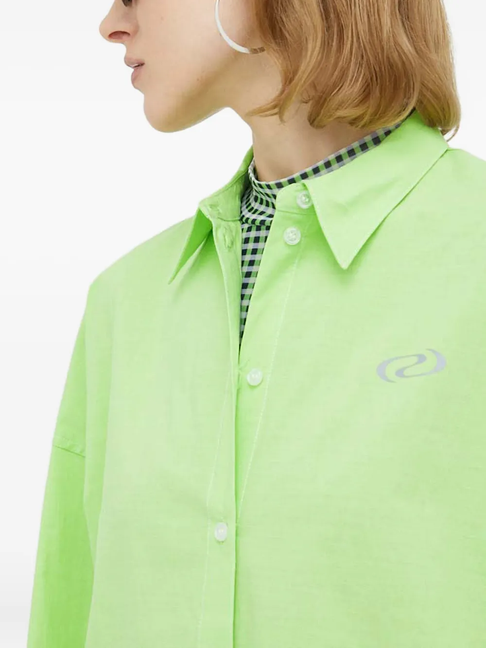 Resume Buttoned Long-sleeved Top In Green