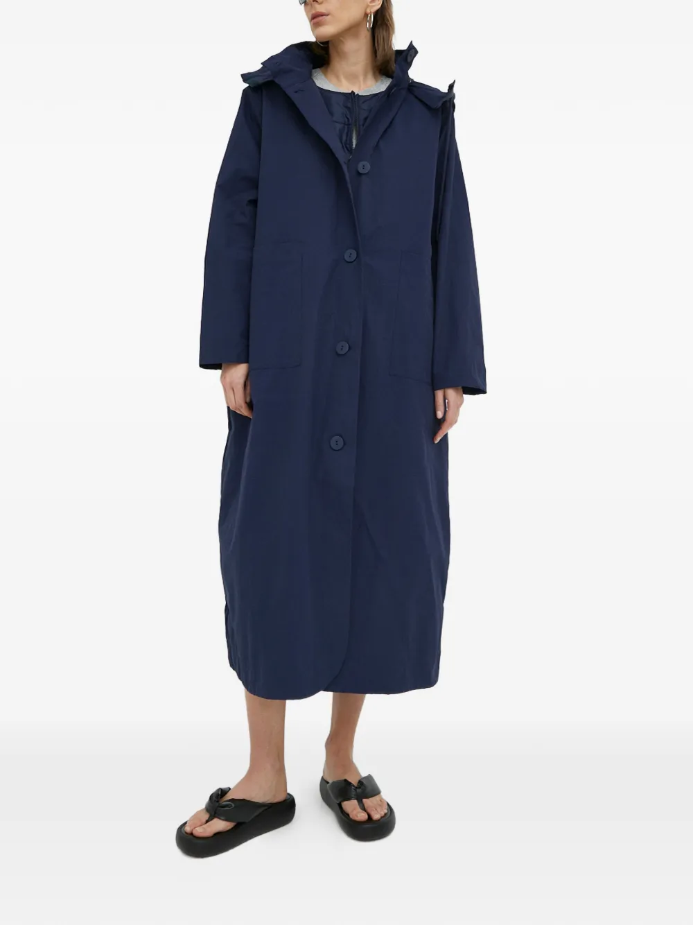 Hooded Buttoned Coat
