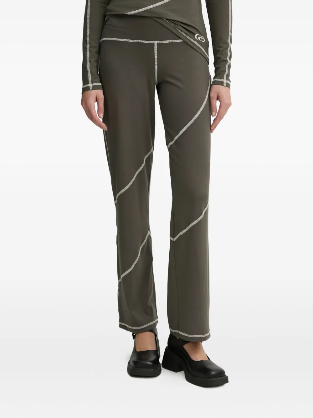 Résumé contrast stitching trousers | Green | Image 1