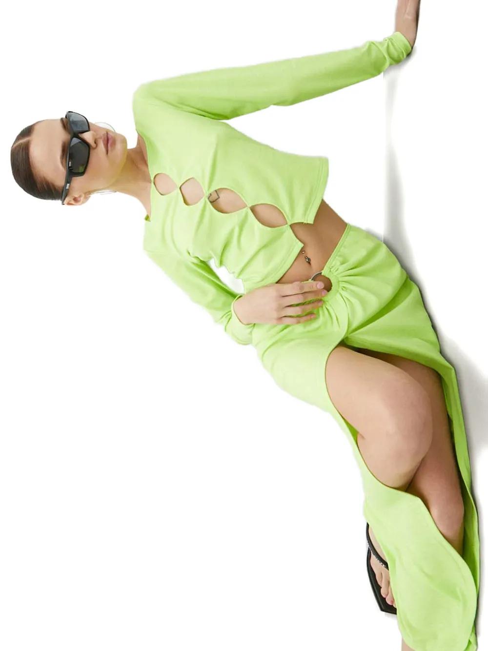 Resume Cutout Long-sleeve Top In Green