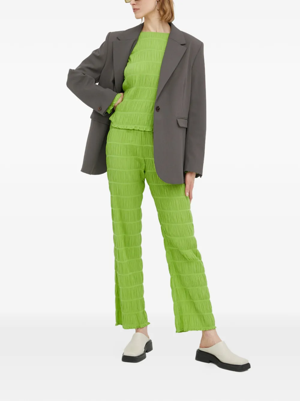  Résumé Long-sleeves Pleated Top - Green 