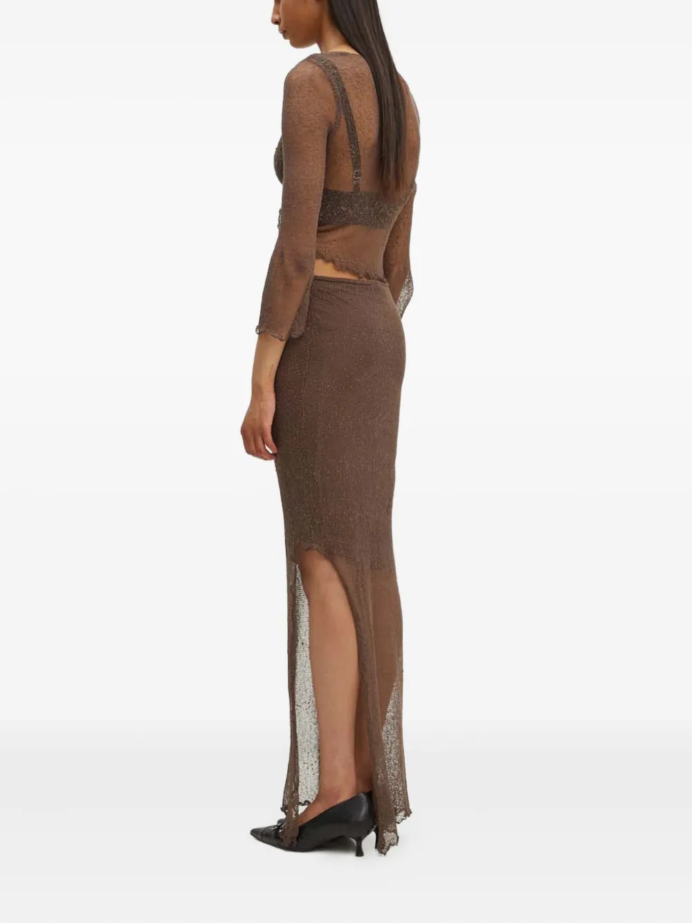 Resume Gerüschtes Set Aus Cardigan Und Rock In Brown