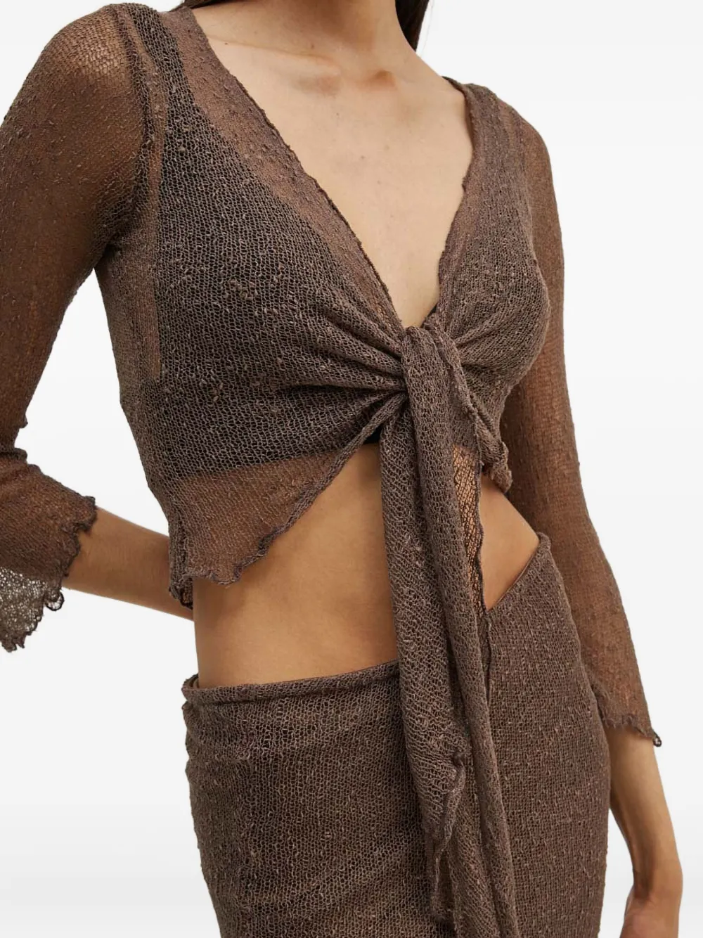 Resume Gerüschtes Set Aus Cardigan Und Rock In Brown