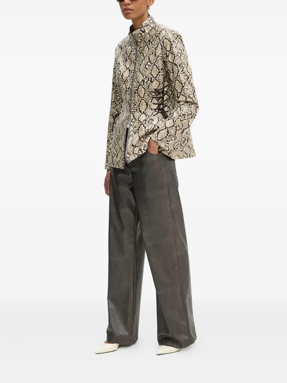 Résumé snakeskin-print zip-up bomber jacket | Varsity Jackets | Image 2