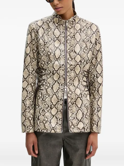 Résumé snakeskin-print zip-up bomber jacket