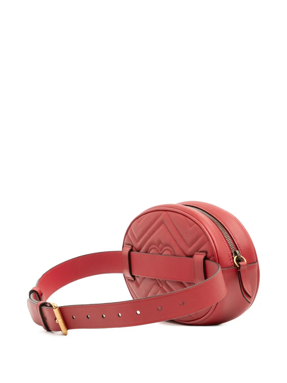 Pre-owned Gucci 2016-2025 Small Gg Marmont Matelasse Leather Belt Bag In Red