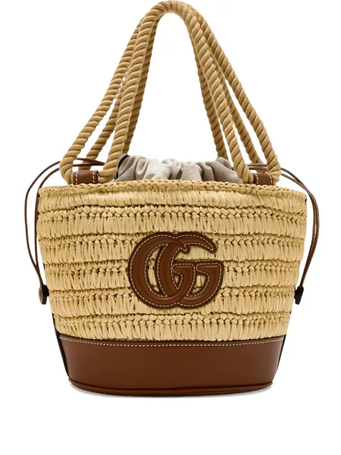 Gucci mini GG-logo woven bucket bag