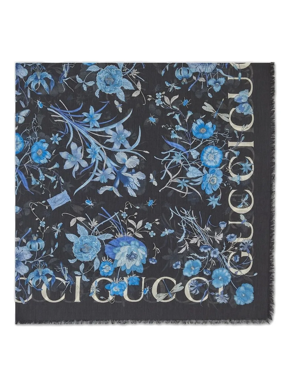 Gucci Sjaal met bloemenprint Blauw