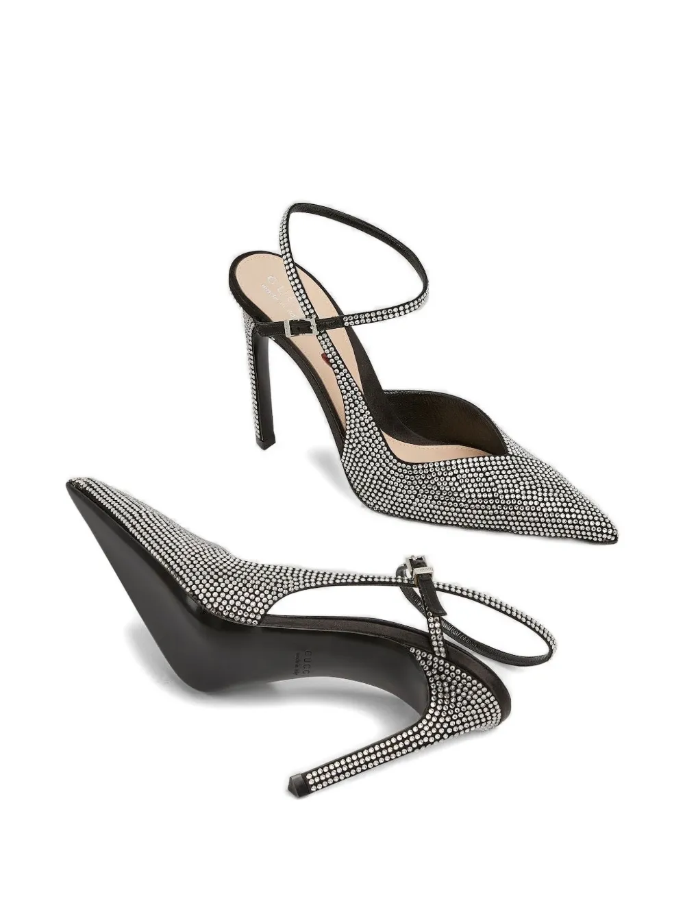 Gucci 105 mm slingback pumps met kristallen Zwart