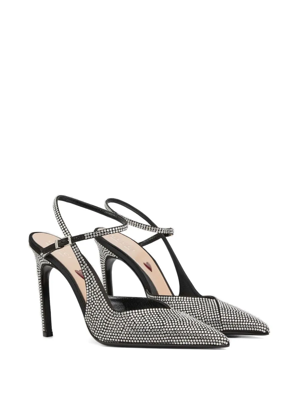Gucci 105 mm slingback pumps met kristallen Zwart