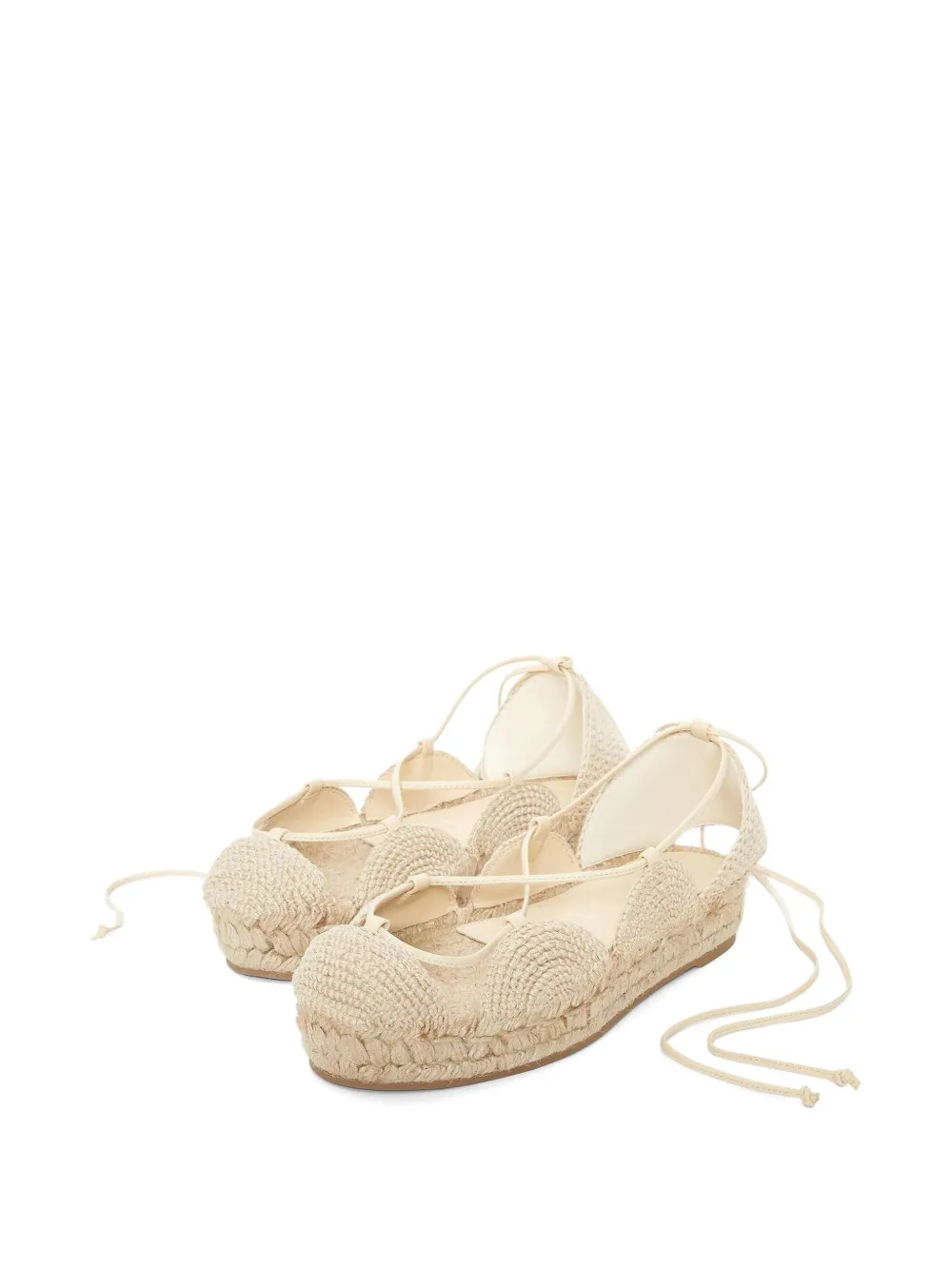 Loewe Lace-up Flat Espadrilles In Neutral