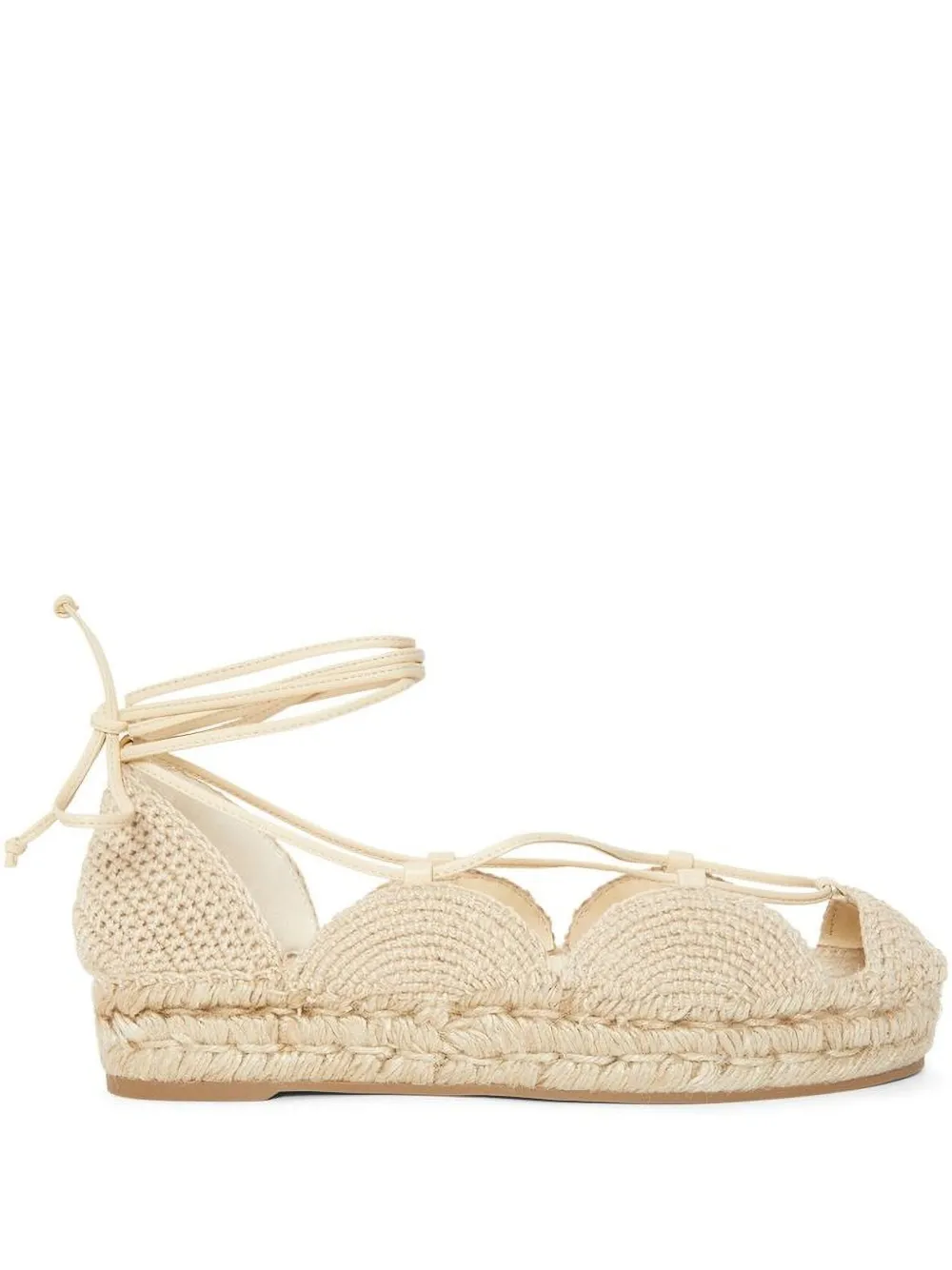 Loewe Lace-up Flat Espadrilles In Neutral