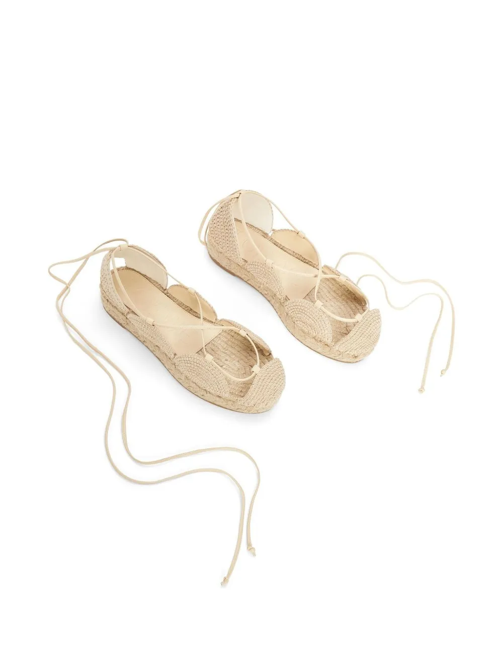 Loewe Lace-up Flat Espadrilles In Neutral