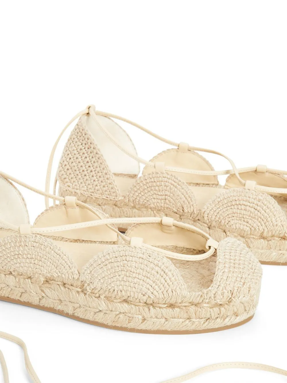 Loewe Lace-up Flat Espadrilles In Neutral