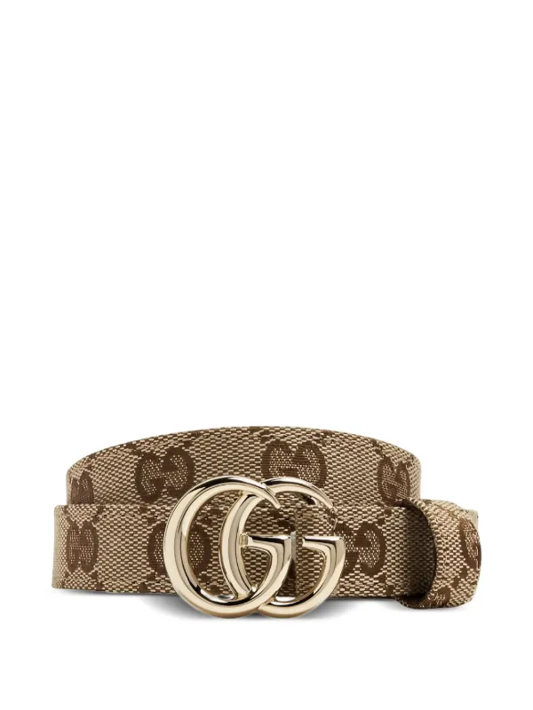 Gucci Tan and Gold Monogram Belt Gucci Vintage Monogram Gold G Leather Jacquard Woven Canvas  main image 4