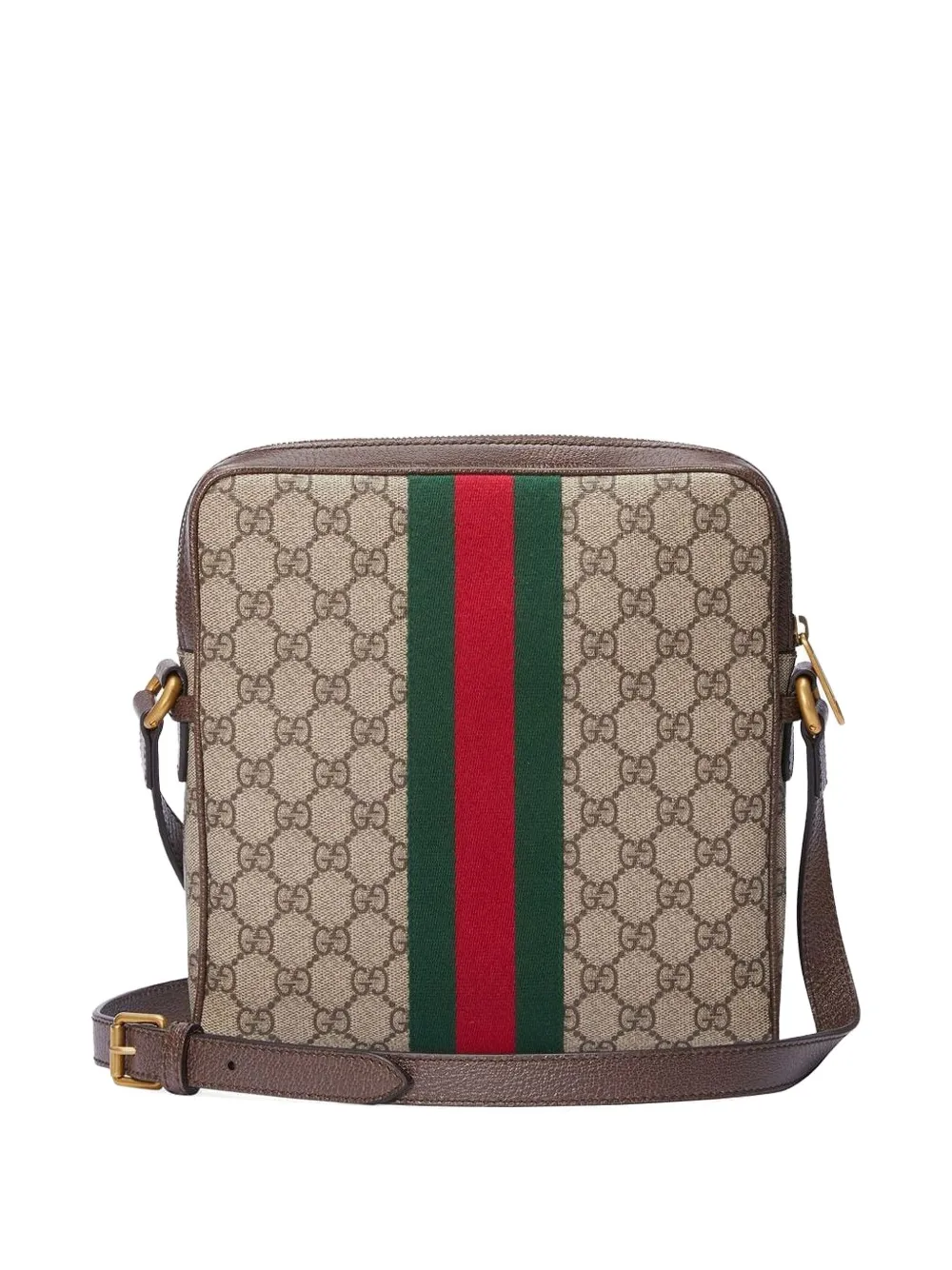 Gucci GG monogram Web-stripe messenger bag Bruin