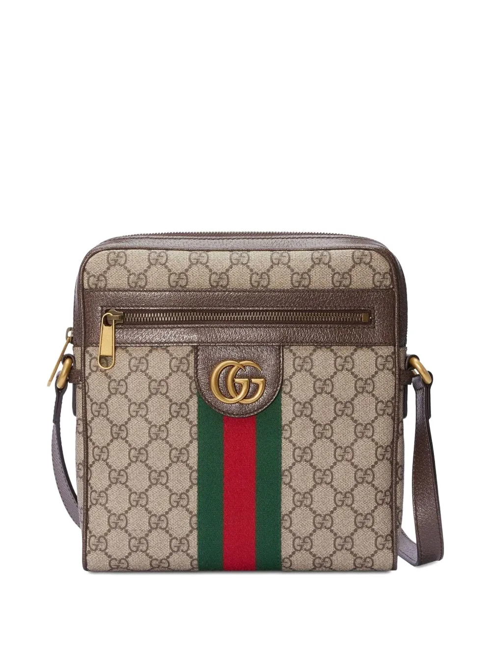Gucci GG monogram Web-stripe messenger bag Bruin