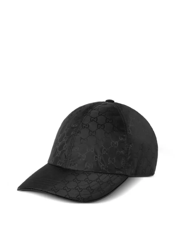 Gucci ブラック GGパターン キャップ ブラック Gucci GG モノグラム キャップ | ブラック | FARFETCH JP