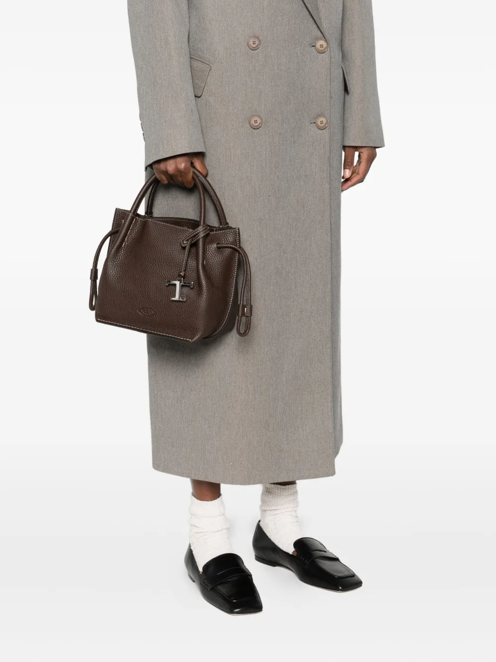 Tod's Kleine Buz leren shopper - MARRON