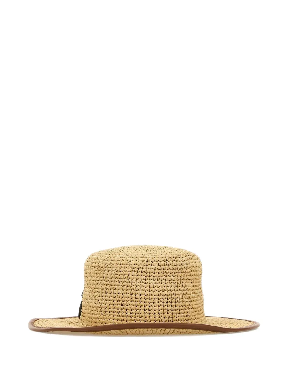 Gucci Strohoed met leren afwerking - Beige