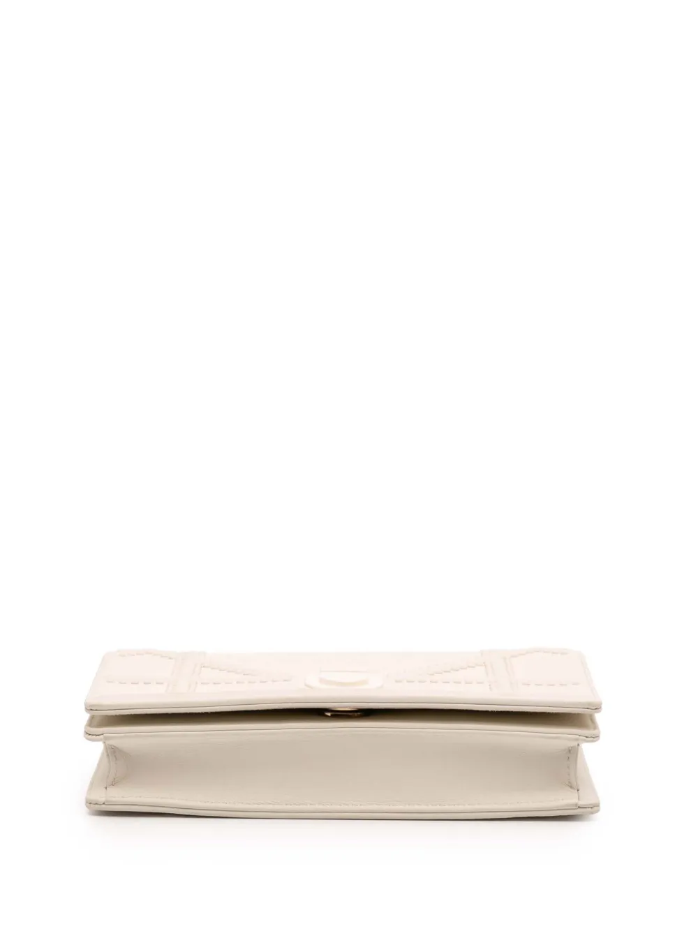 Pre-owned Dior 2018 Small Ultra Matte Studded Calfskin Ama Wallet On Chain Crossbody Bag In White