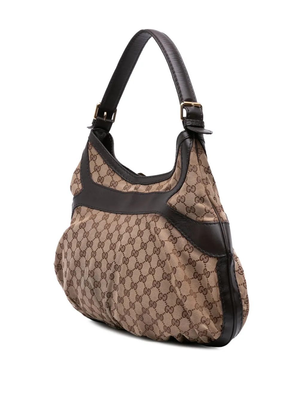 Pre-owned Gucci 2016-2025 Large Gg Canvas Dialux Queen Hobo Bag In Brown