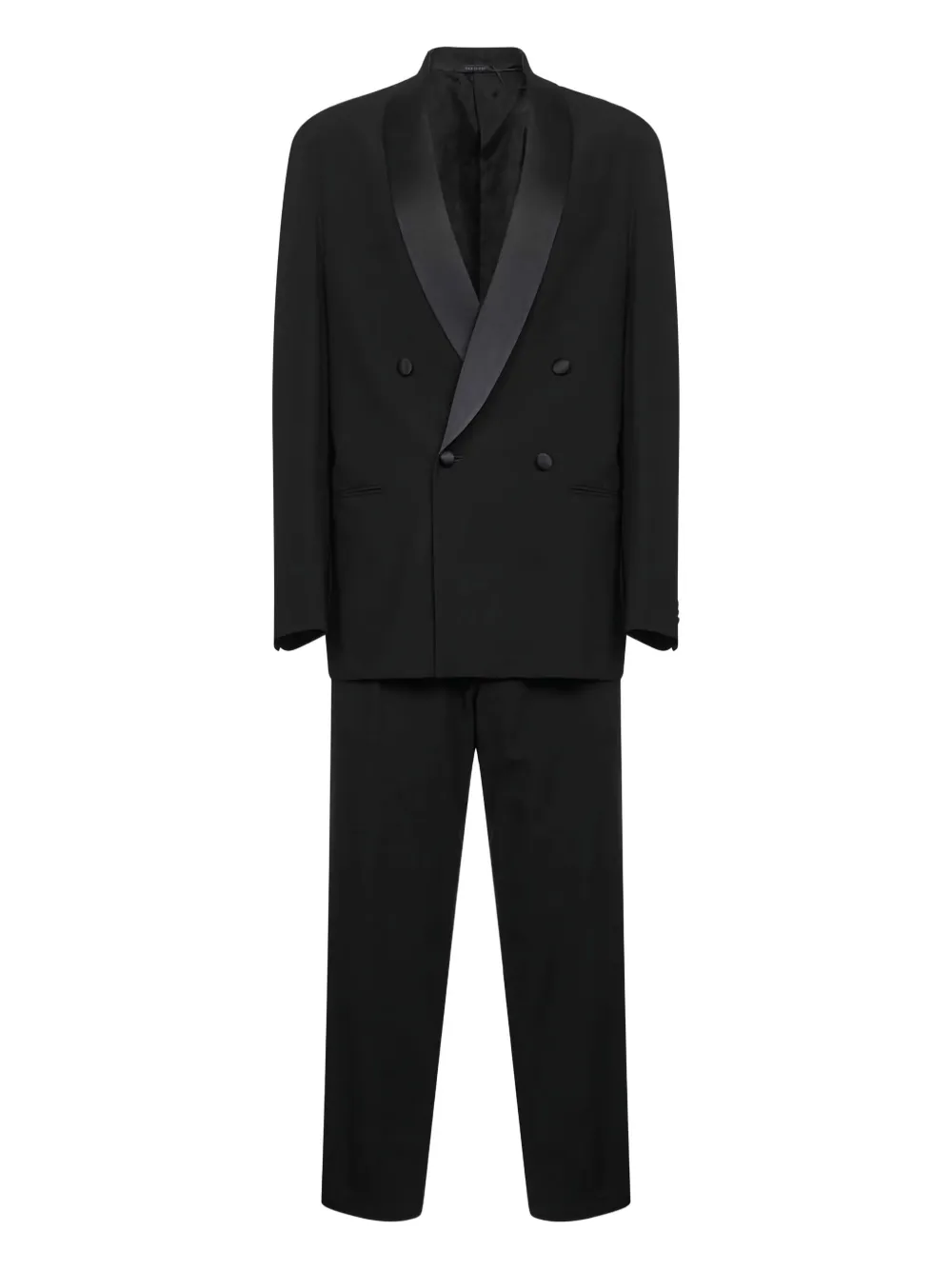 Giorgio Armani satin-lapels double-breasted suit - Nero