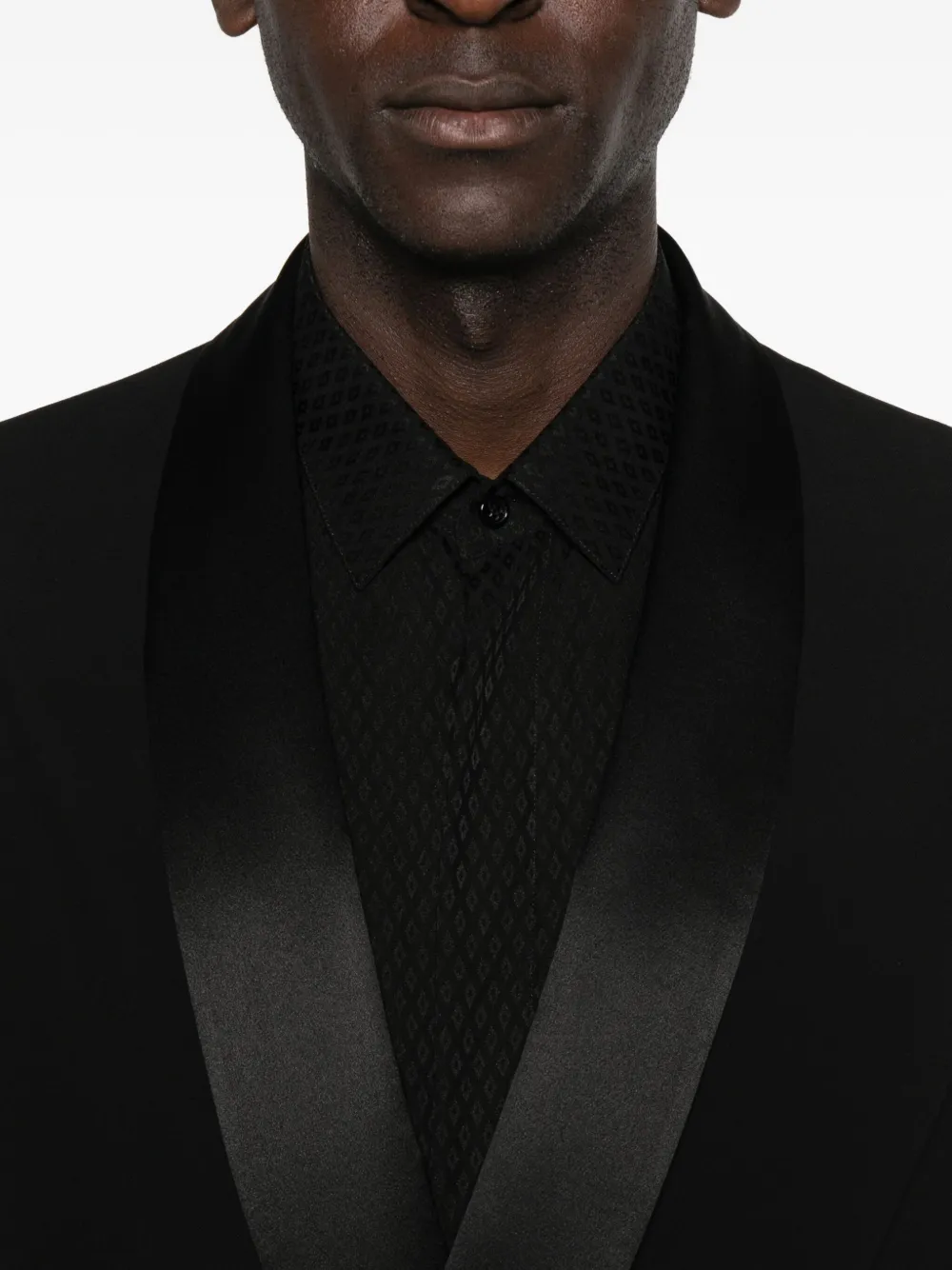 Giorgio Armani Satin-lapels Double-breasted Suit In Black