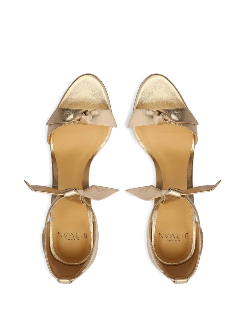 Alexandre Birman 100mm Clarita bow-detail leather heeled sandals Gold