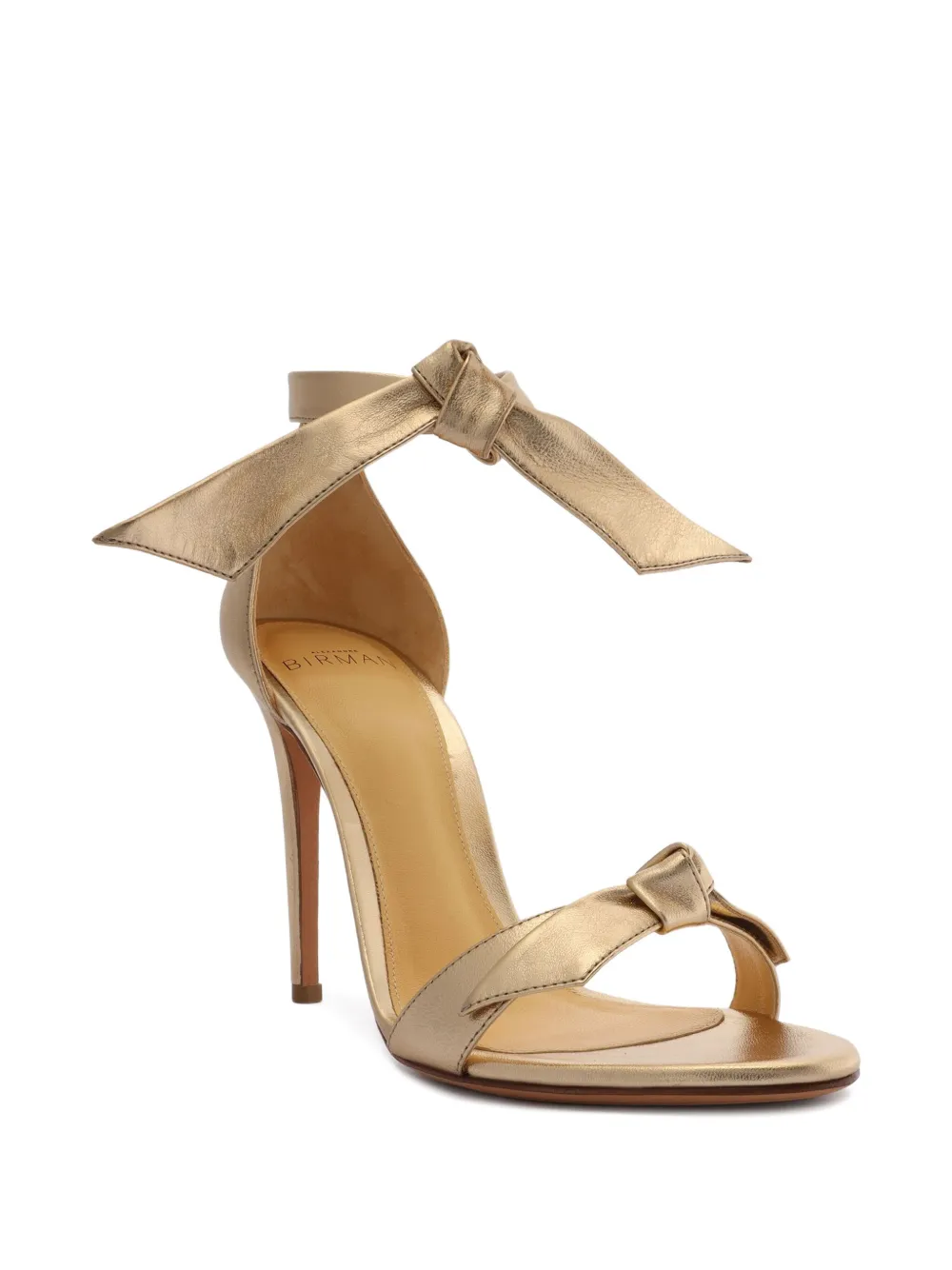Alexandre Birman 100mm Clarita bow-detail leather heeled sandals Gold
