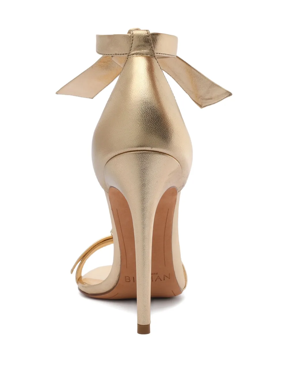Alexandre Birman 100mm Clarita bow-detail leather heeled sandals Gold