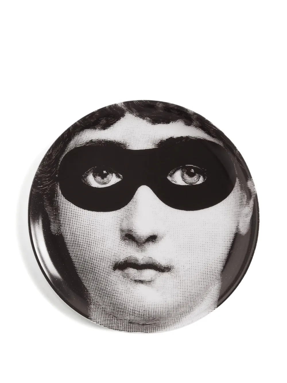 Fornasetti Masked-face Porcelain Decorative Plate (10cm) In Black