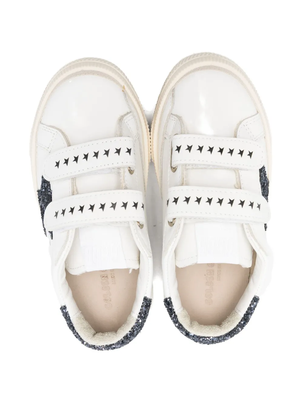 Golden Goose Kids star-embellished touch-strap sneakers White
