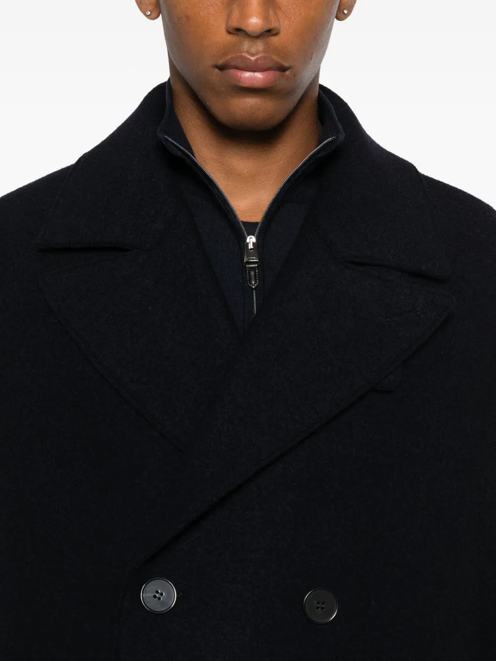Harris Wharf London Double-breasted Wool Coat In Black