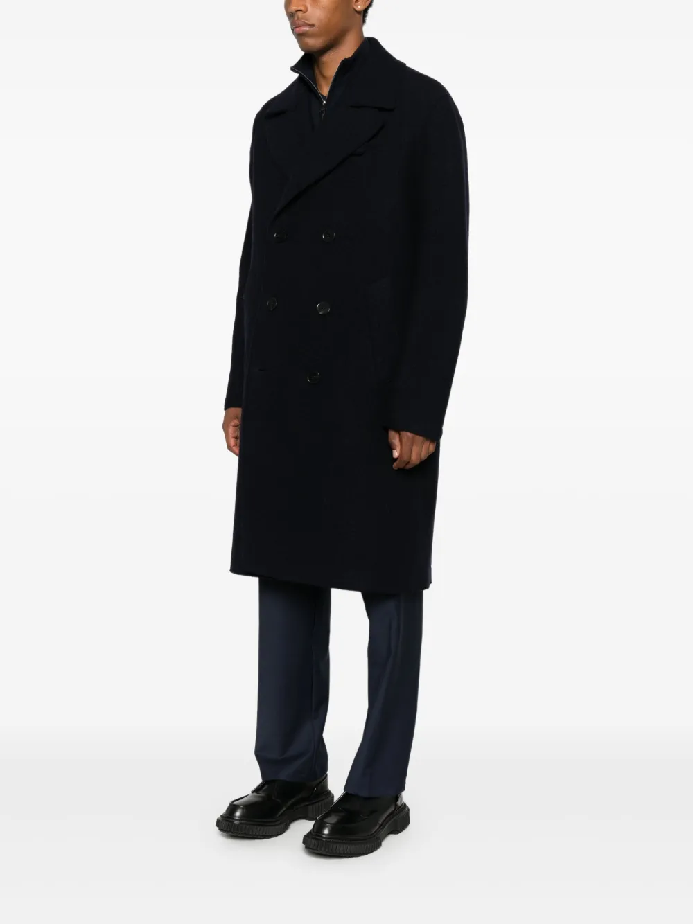 Harris Wharf London Wollen jas met dubbele rij knopen Blauw