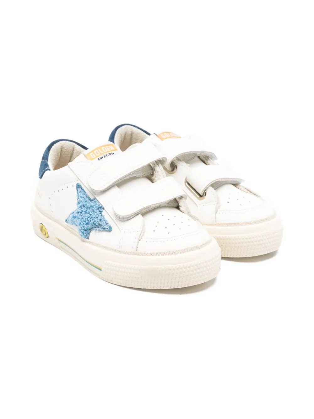 Golden Goose Kids star-embellished touch-strap sneakers White