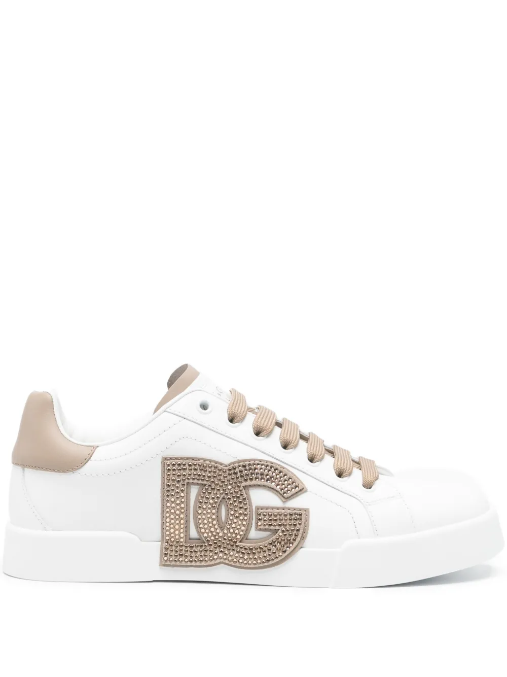 Dolce & Gabbana Logo-patch Leather Sneakers In White