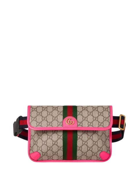 Gucci GG-monogram pink-trimmed belt bag