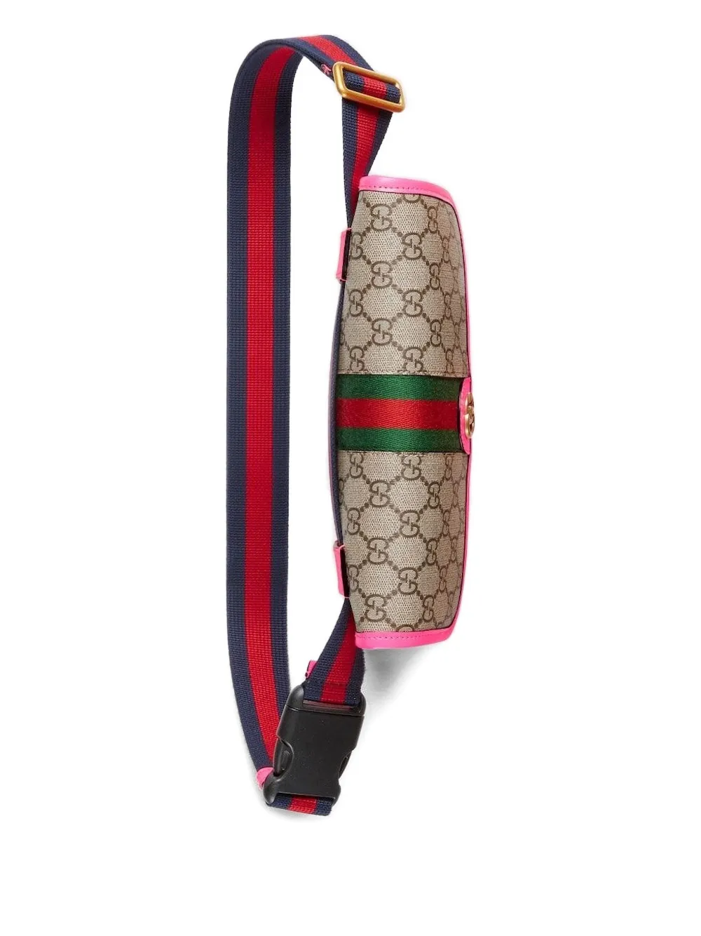 Gucci GG-monogram pink-trimmed belt bag Beige
