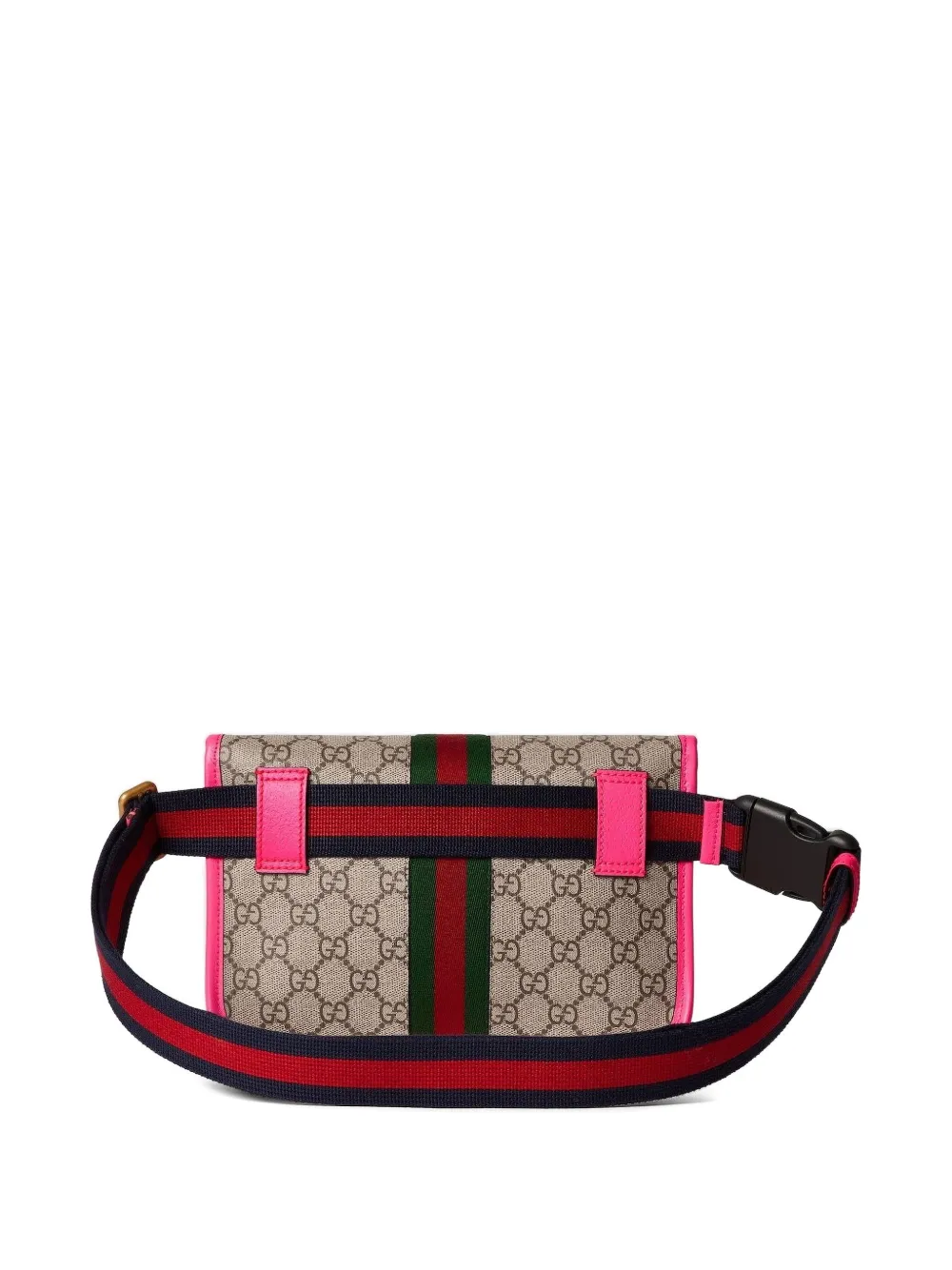 Gucci GG-monogram pink-trimmed belt bag Beige