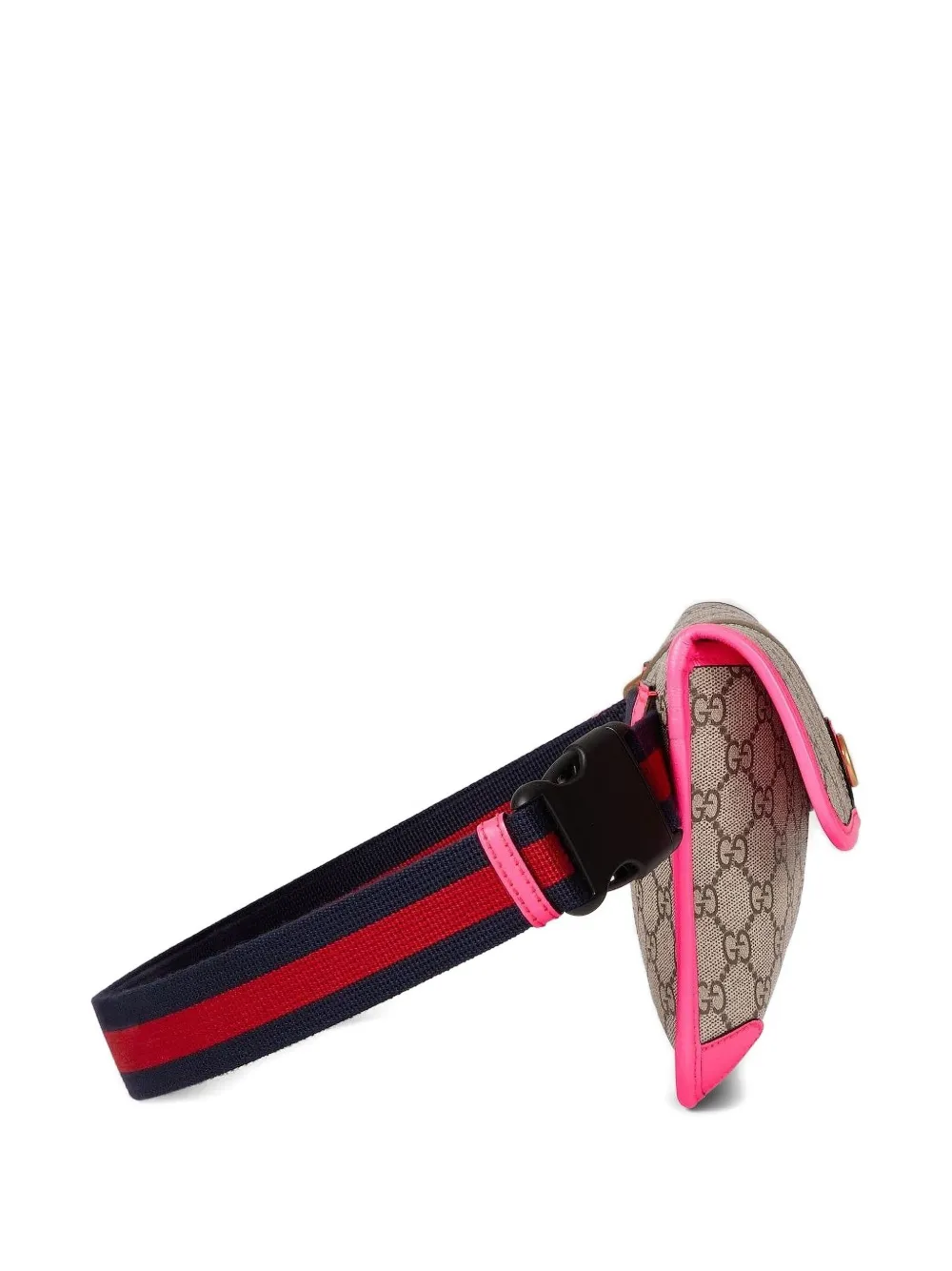 Gucci GG-monogram pink-trimmed belt bag Beige
