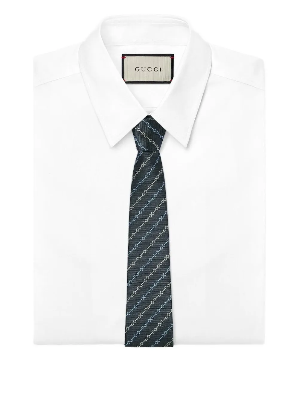 Gucci Stropdas met schakelkettingpatroon - Blauw